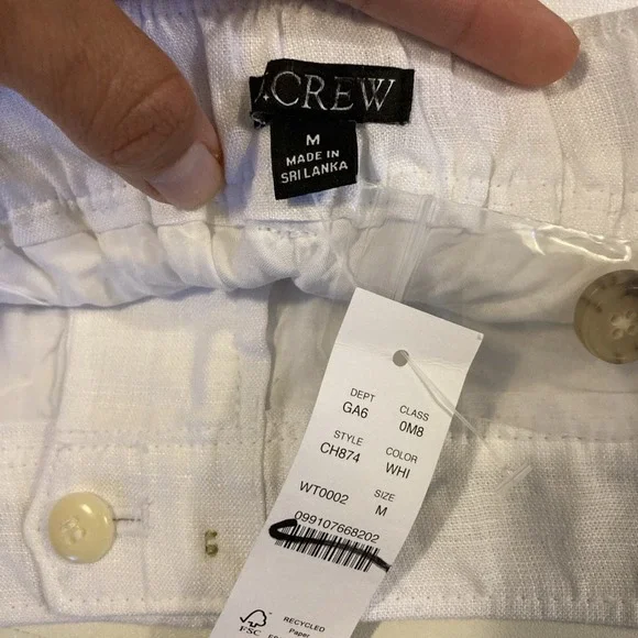 J Crew Harbor Shorts Medium White Linen - Picture 2 of 5